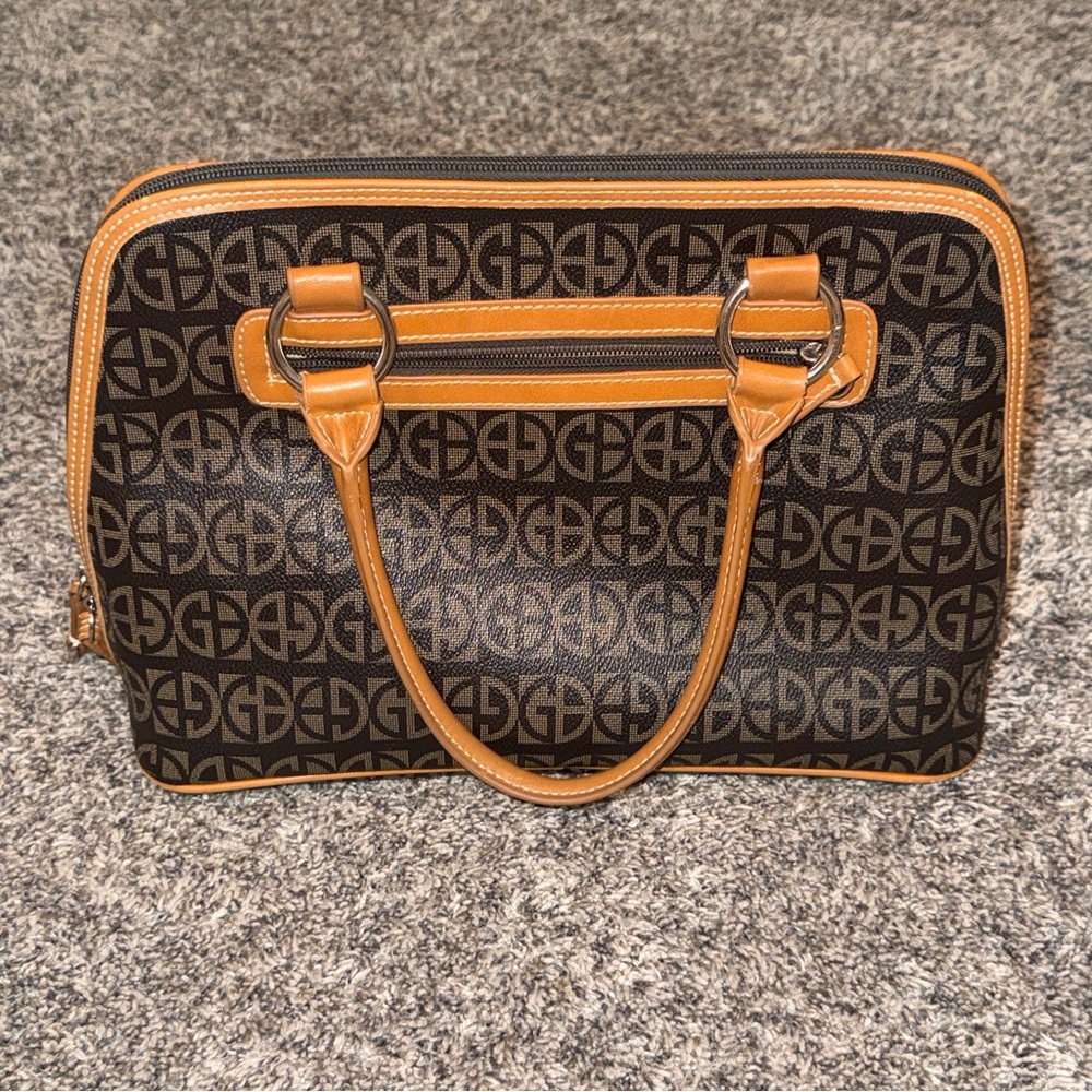 Giani Bernini Brown Monogram Block Signature Dome Satchel Shoulder Bag